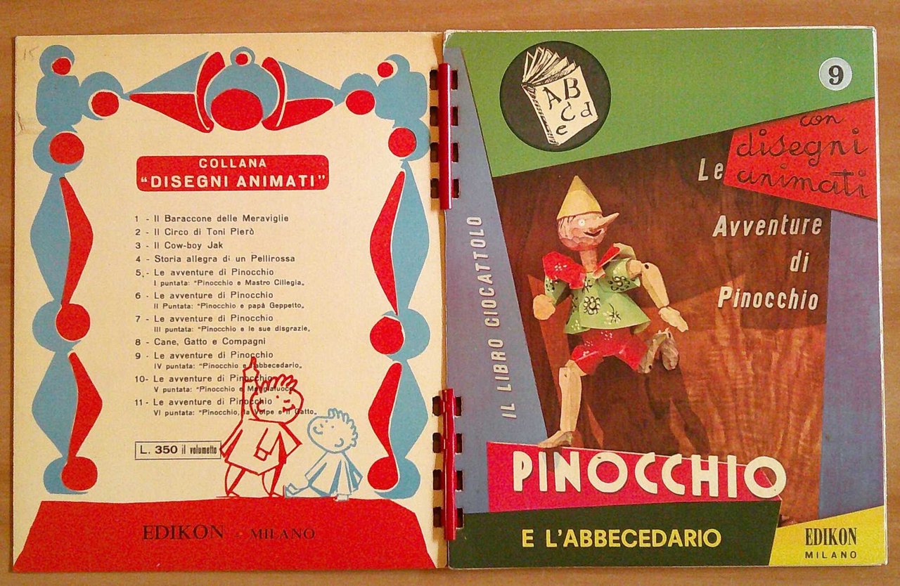 PINOCCHIO E L'ABBECEDARIO - Libro Giocattolo con Occhialini, 1963