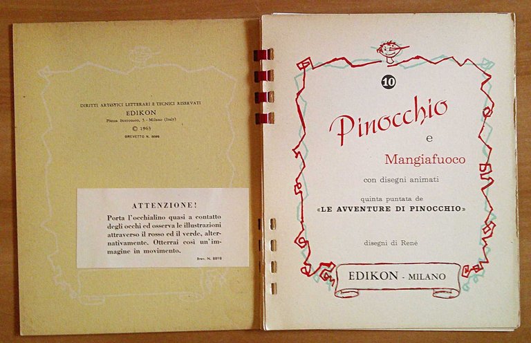 PINOCCHIO E MANGIAFUOCO Disegni Animati con Occhialini - ill. RENE'