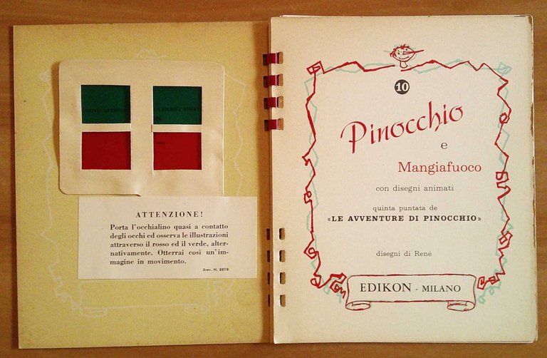 PINOCCHIO E MANGIAFUOCO Disegni Animati con Occhialini - ill. RENE'