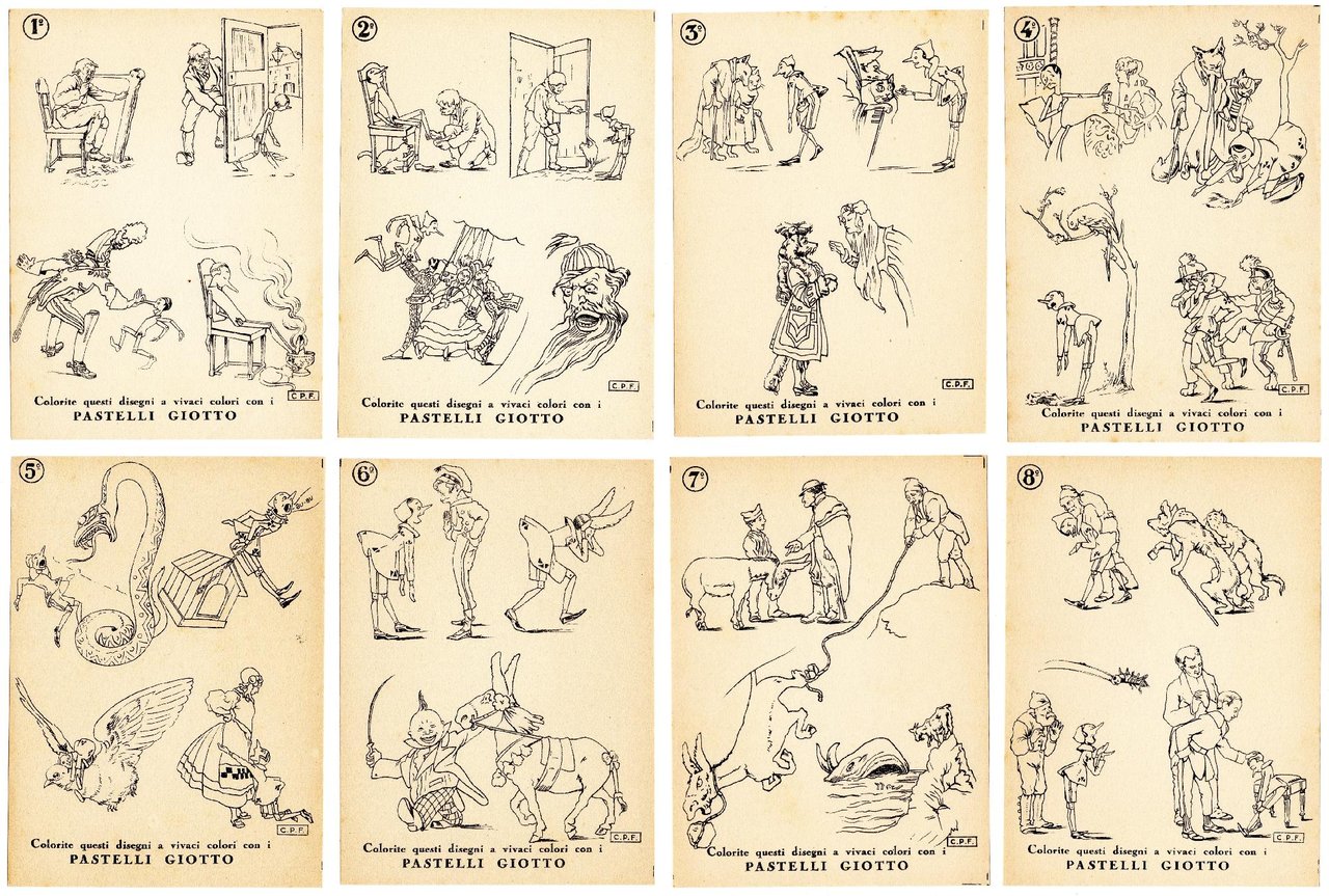 PINOCCHIO illustrato da MUSSINO - Serie Completa di 8 Fogli …