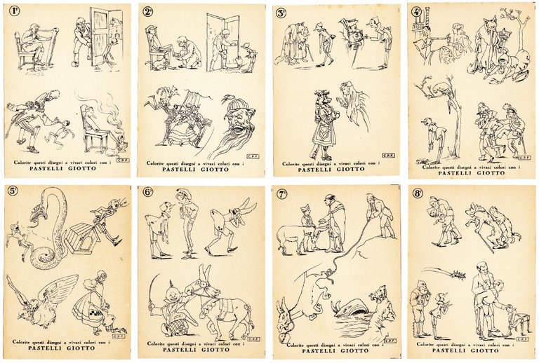 PINOCCHIO illustrato da MUSSINO - Serie Completa di 8 Fogli … | Immagine Gallery 1