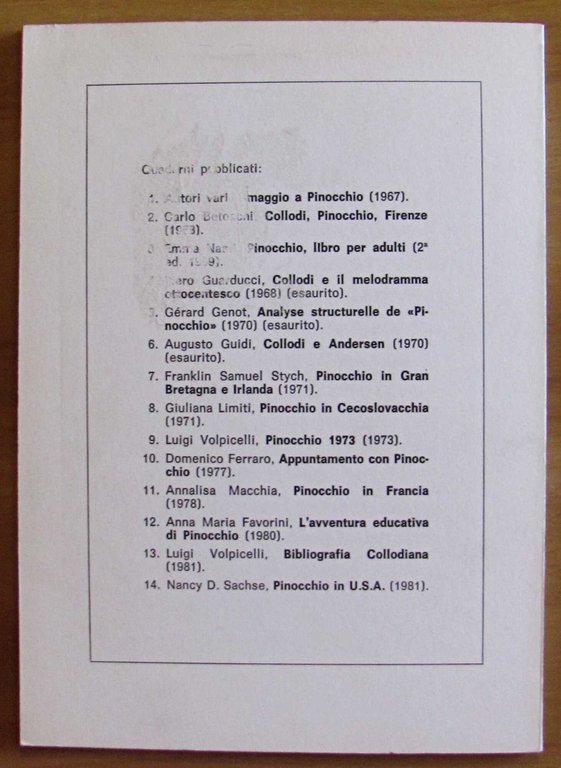 PINOCCHIO IN U.S.A. - Quaderni della Fondazione Nazionale Collodi, 1981 | Immagine Gallery 4