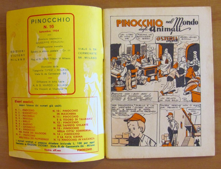 PINOCCHIO NEL MONDO DEGLI ANIMALI N.16, 1954 - ill. PESCADOR | Immagine Gallery 2