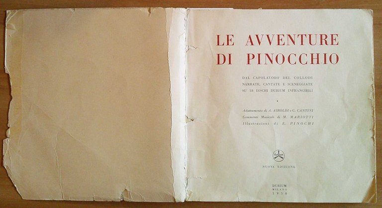 PINOCCHIO SU DISCHI DURIUM, 1950 ill. PINOCHI - Cofanetto con …