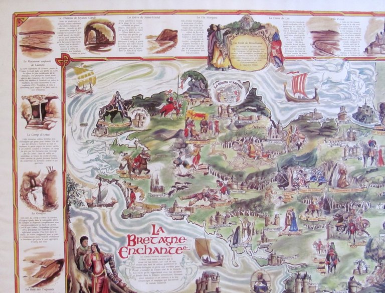 Poster LA BRETAGNE ENCHANTEE Foret de Broceliand, Re Arthur, Merlin, …