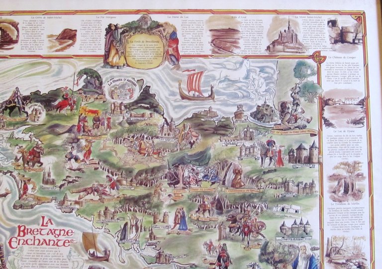 Poster LA BRETAGNE ENCHANTEE Foret de Broceliand, Re Arthur, Merlin, …
