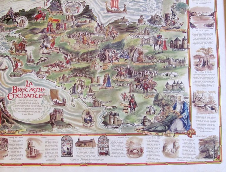 Poster LA BRETAGNE ENCHANTEE Foret de Broceliand, Re Arthur, Merlin, …