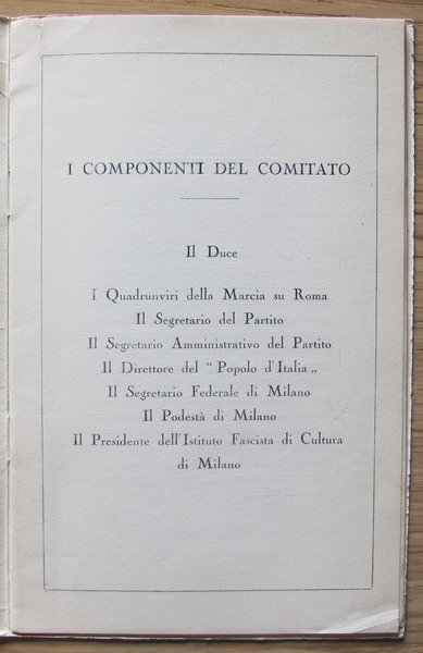 PRIMA BOZZA DEL PIANO GENERALE PER LA MOSTRA DEL FASCISMO