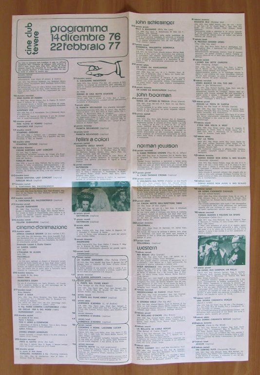 Programma Giornale Notiziario CINE CLUB TEVERE 1976/77 + Programma allegato …