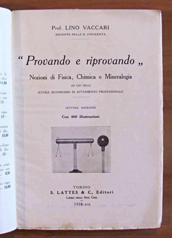 PROVANDO E RIPROVANDO - Nozioni di Fisica, Chimica e Mineralogia