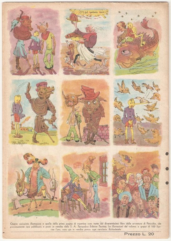 Quaderno 3^ classe PINOCCHIO Ed. Taurinia 1949 ca. ill. Turiddu(?) …