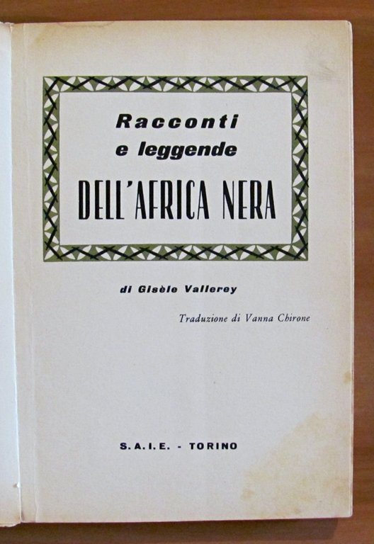 RACCONTI E LEGGENDE DELL'AFRICA NERA