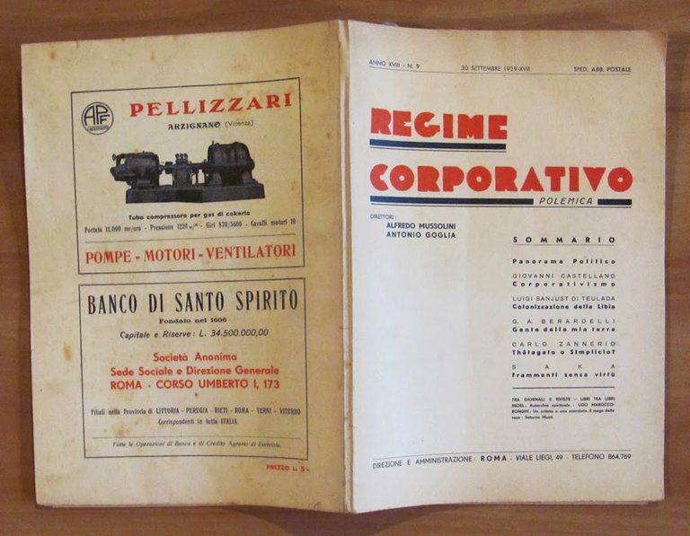 REGIME CORPORATIVO N.9 (POLEMICA), 30 Settembre 1939