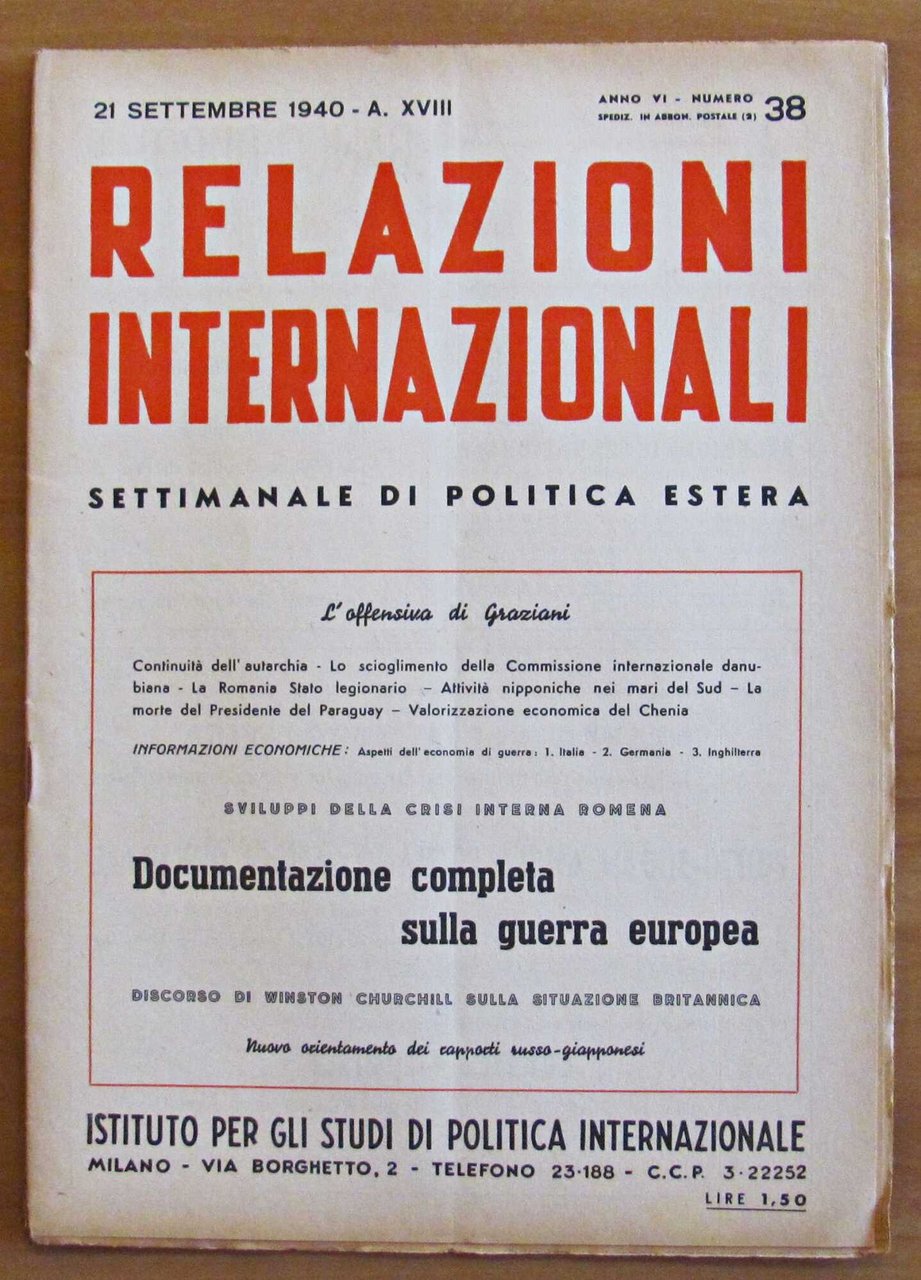 RELAZIONI INTERNAZIONALI N.38 - Settimanale di Politica Estera - 21 … | Immagine principale
