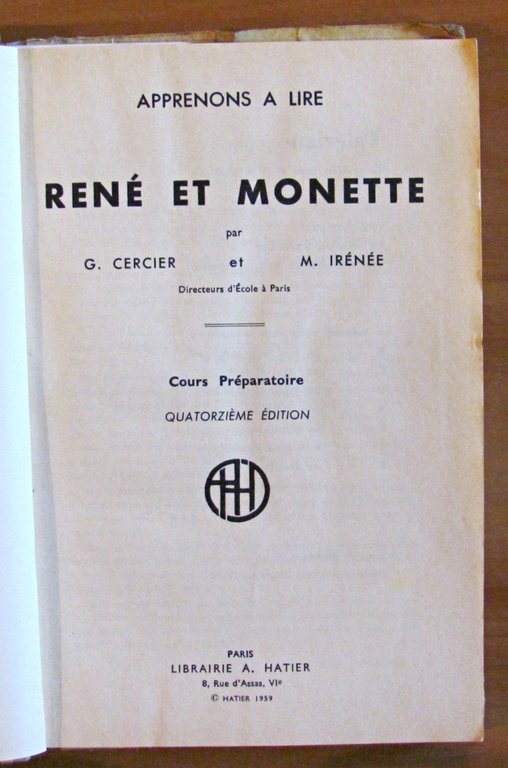 RENE ET MONETTE - Apprenons à lire