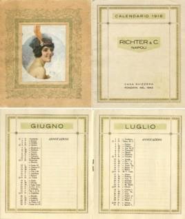 Richter & C.. Napoli. Calendario 1916. Pubblicitario. Bellissimo