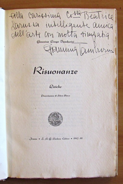 RISUONANZE - Liriche - Autografato