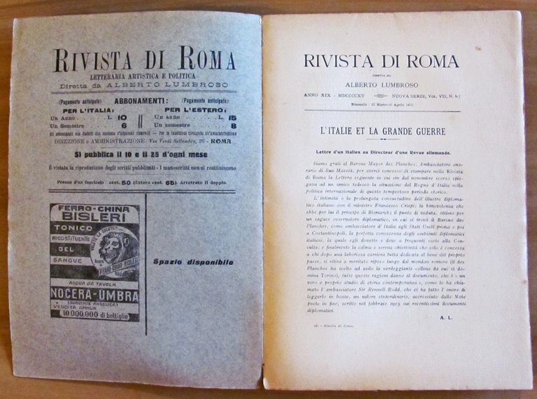 RIVISTA DI ROMA N.6-7 Anno XIX, Aprile 1915