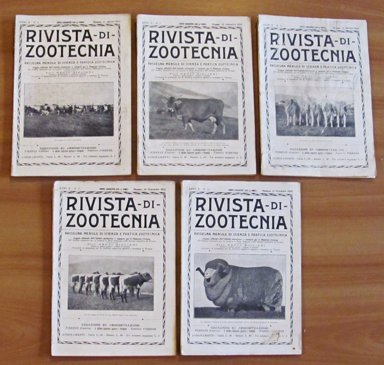 RIVISTA DI ZOOTECNICA - Annata Completa 1933 (1/12 meno N.2 …