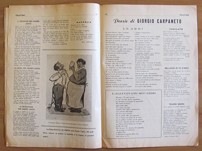 Rivista IL PALATINO Lotto di 6 Fascicoli, 1955 N.1/10 (-N.8) …