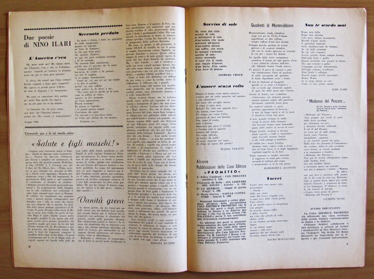 Rivista IL PALATINO Lotto di 6 Fascicoli, 1955 N.1/10 (-N.8) …