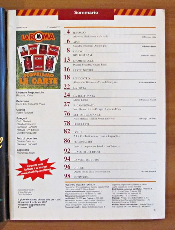 Rivista LA ROMA N.146, 1997 - POSTER/MANIFESTO dei Vent'Anni del …