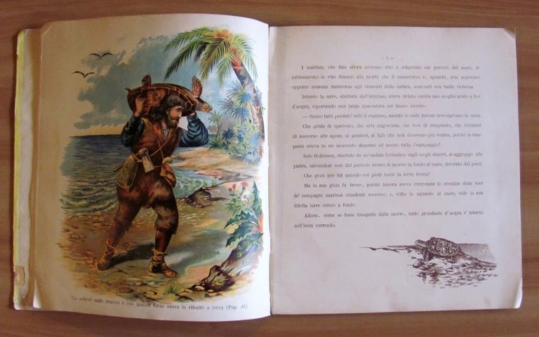 ROBINSON CRUSOE, 1890 ca. con Tavole Cromolitografiche