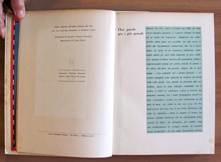 ROBINSON CRUSOE, I ed. 1951- ill. CARLO NICCO