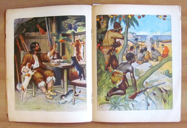 ROBINSON CRUSOE, primi '900 con 4 bellissime illustrazioni