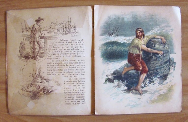 ROBINSON CRUSOE, primi '900 con Tavole cromolitografiche