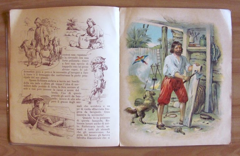 ROBINSON CRUSOE, primi '900 con Tavole cromolitografiche