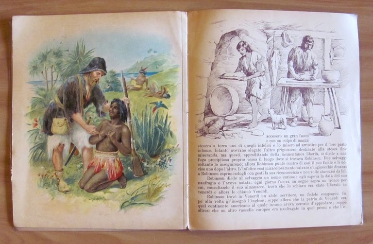 ROBINSON CRUSOE, primi '900 con Tavole cromolitografiche