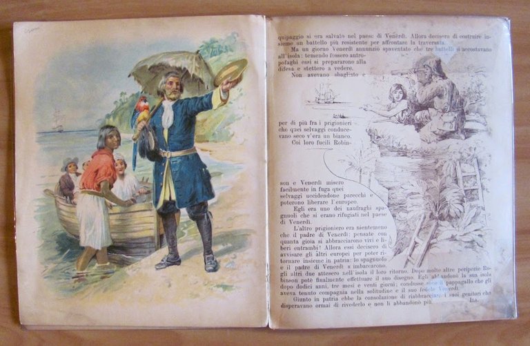 ROBINSON CRUSOE, primi '900 con Tavole cromolitografiche
