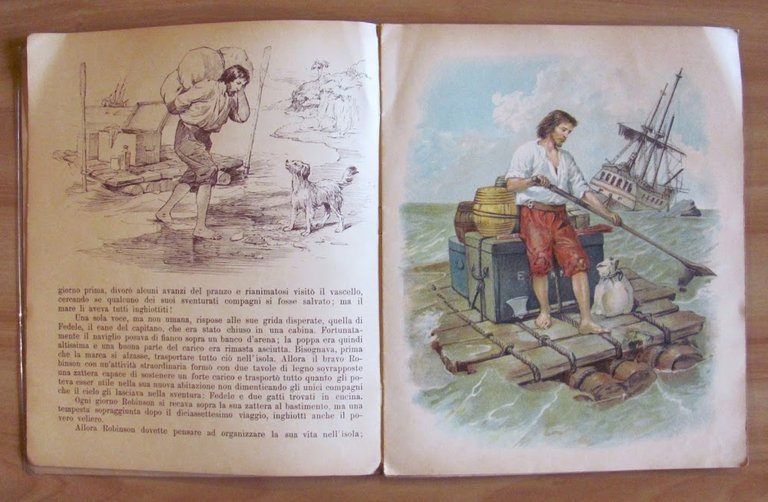 ROBINSON CRUSOE, primi '900 con Tavole cromolitografiche