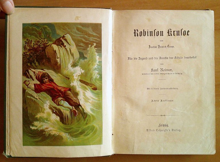 ROBINSON KRUSOE, 1880 circa con 5 Cromolito