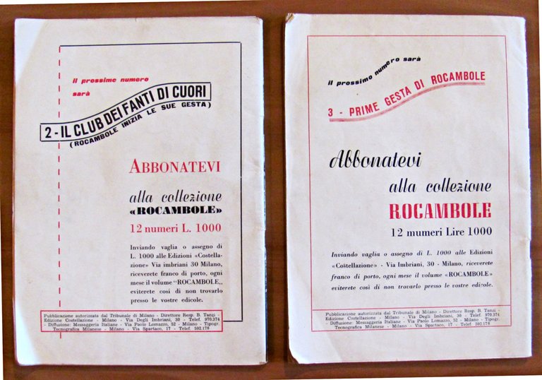ROCAMBOLE - L'EREDITA' MISTERIOSA e IL CLUB DEI FANTI DI …