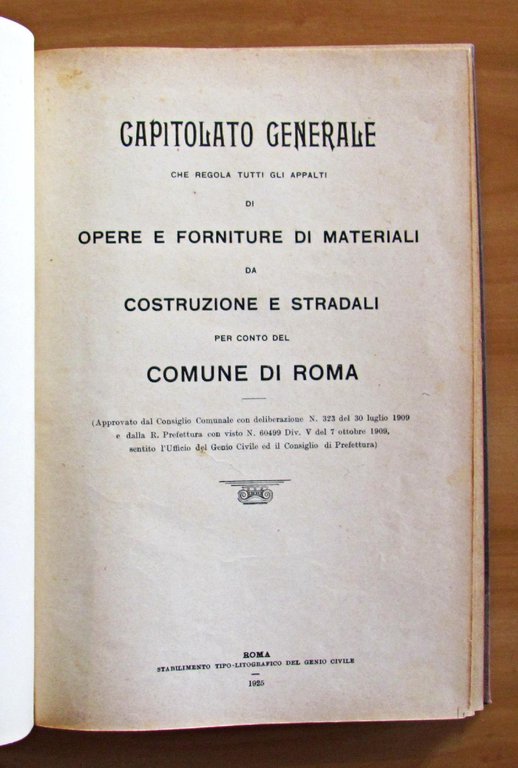 S.P.Q.R. CAPITOLATO GENERALE 1909 - per conto di COMUNE DI …