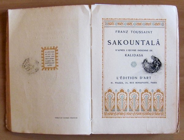 SAKOUNTALA - d'après l'oeuvre indienne de Kalisada