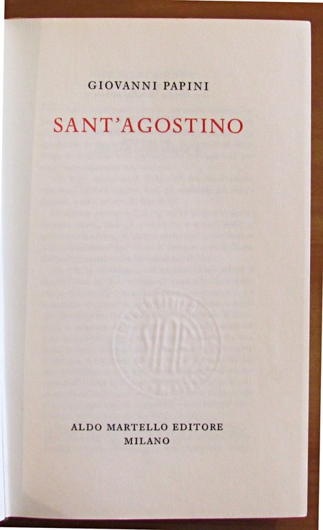SANT' AGOSTINO - Collana I GRANDI SANTI