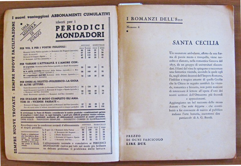 SANTA CECILIA e UNA NOTTE BIZZARRA - Coll. I Romanzi …