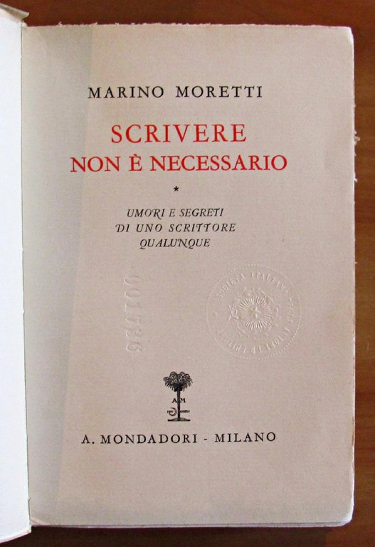 SCRIVERE NON E' NECESSARIO - UMORI E SEGRETI DI UNO …