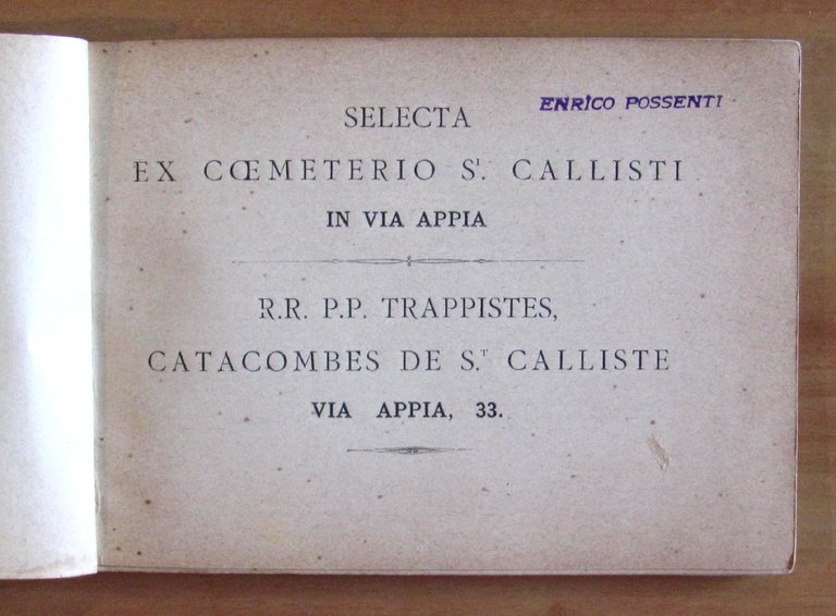 Selecta EX COEMETERIO S. CALLISTI in Via Appia Antica