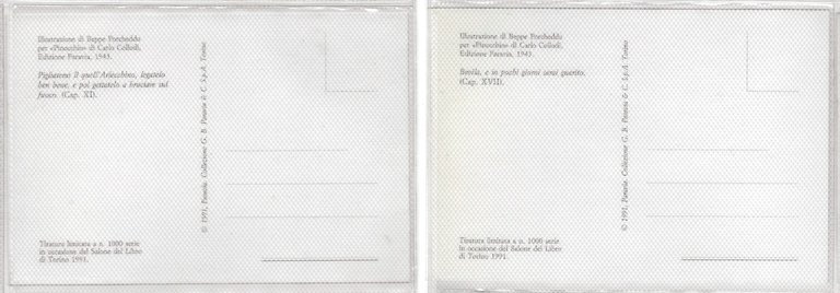 Serie 8 cartoline PINOCCHIO di Beppe PORCHEDDU, 1991 - Tiratura …