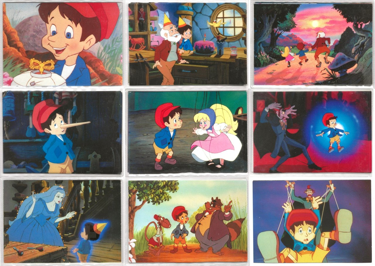 Serie Completa 9 cartoline PINOCCHIO E L'IMPERATORE DELLA NOTTE