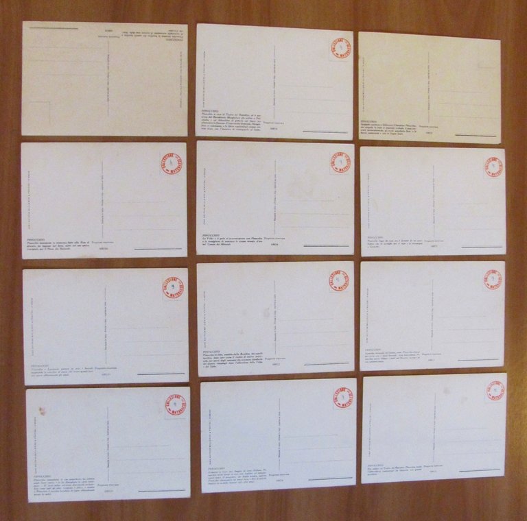 Serie Completa di 12 Cartoline PINOCCHIO, 1954 - NUOVE