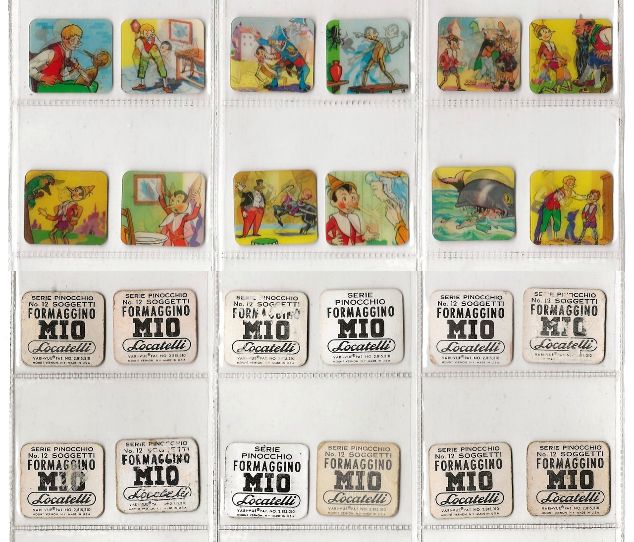 Serie Completa di 12 Figurine Prismatiche - SERIE PINOCCHIO - …