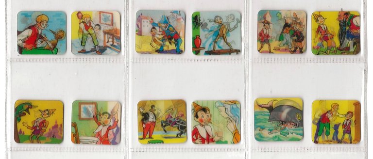 Serie Completa di 12 Figurine Prismatiche - SERIE PINOCCHIO - …
