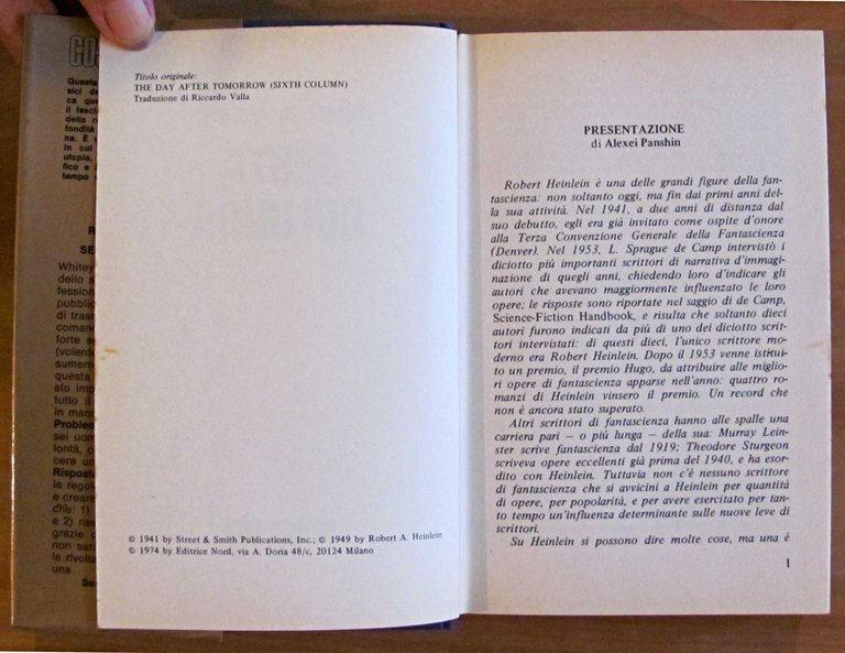 SESTA COLONNA - Cosmo Serie Oro, I ed. 1974