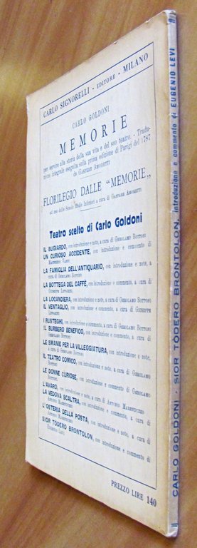 SIOR TODERO BRONTOLON - Commedia in tre atti