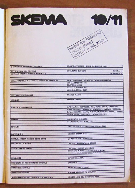 SKEMA - IL MONDO DI BELTRAME 1890-1915 - N.10-11, 1970
